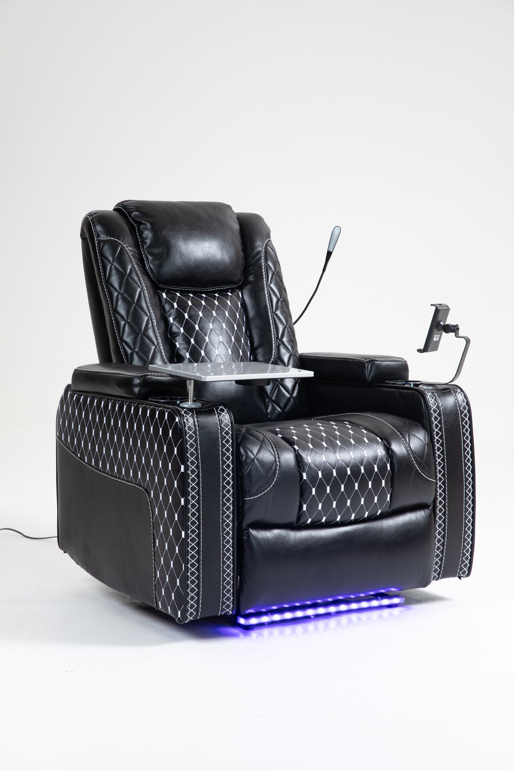 Power Zero Gravity Recliner with Multifunctional Features - Storage Armrest & Cup Holder - Laptop Table & Phone Holder- Reading Light & LED - Infinite Position Recline for Living Room & Office - Grand Goldman Shop