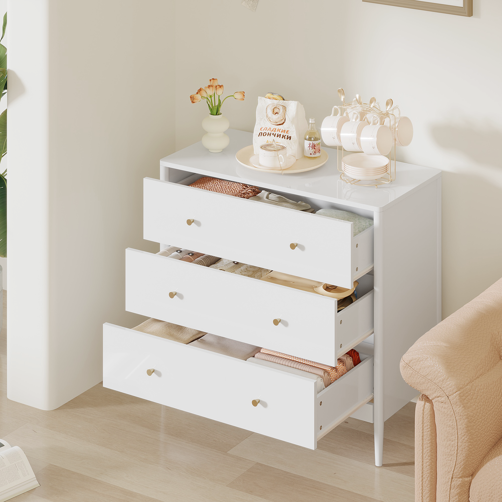 3 Drawer Dresser Chest, Modern White Storage Cabinet, MDF Wood Organizer for Bedroom, Living Room, Entryway, Small Space Furniture - Grand Goldman Shop