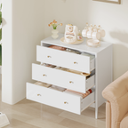3 Drawer Dresser Chest, Modern White Storage Cabinet, MDF Wood Organizer for Bedroom, Living Room, Entryway, Small Space Furniture - Grand Goldman Shop