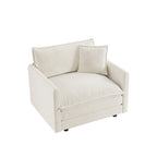 Comfy Deep Single Seat Sofa Upholstered Reading Armchair Living Room Chair White Chenille Fabric , 1 Toss Pillow - Grand Goldman Shop