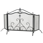 Onyx 3-Panel Iron Fireplace Screen 54' x 31.5', Black Finish - Grand Goldman Shop