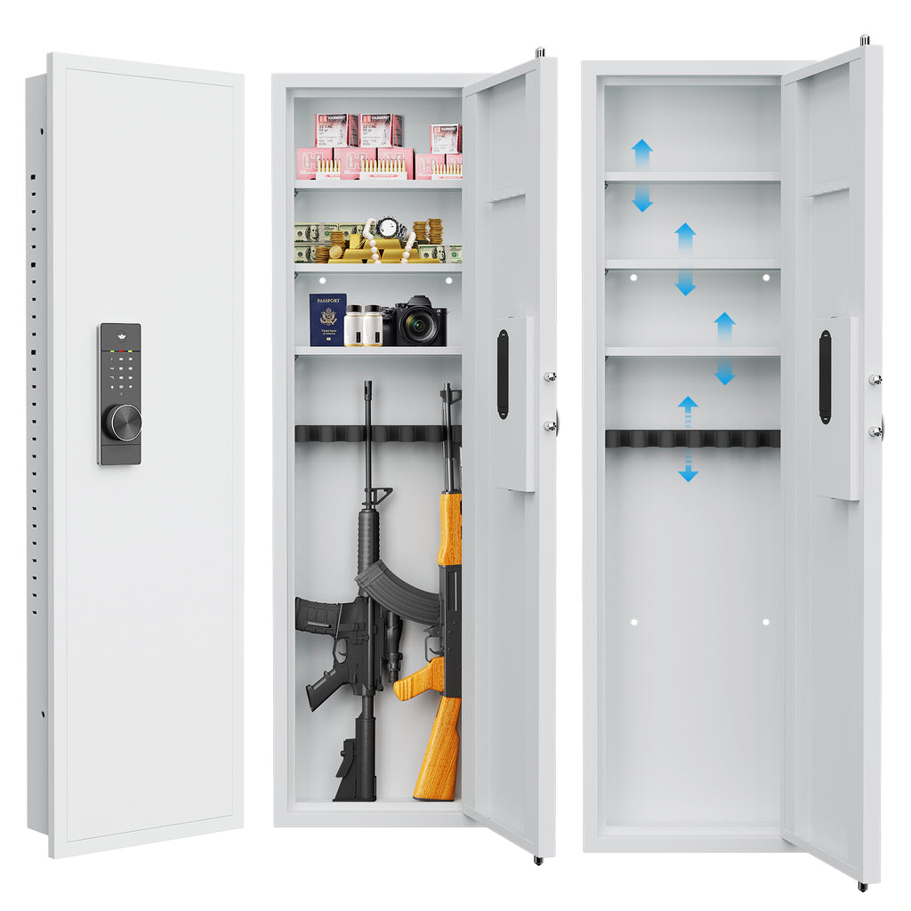 53' Passwod Touch Panel In-Wall Safe,Hidden Wall Gun Safe for Rifles with Adjustable Shelves,Assembled Storage Multifunctiona