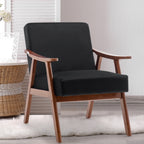 Mid-Century Modern Wingback Accent Chair with Solid Wood Frame and Extra-Thick Backrest – Lounge Chair for Living Room, Bedroom, or Reading Room - Grand Goldman Shop