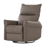 PU Rocking Recliner Chair, 360° Swivel Nursery Rocking Chair, Glider Chair, Modern Small Rocking Swivel Recliner Chair, Home Theater Seating, Side Pocket (Brown+360° Swivel) - Grand Goldman Shop