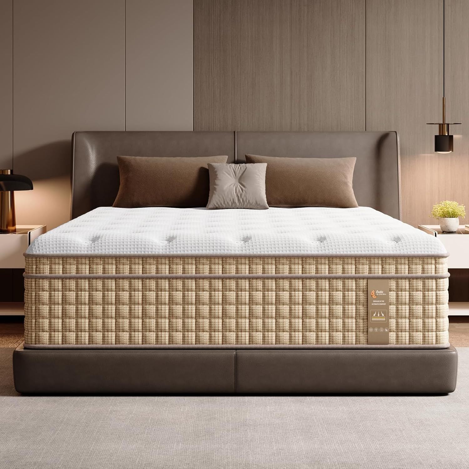 Queen Mattress 14 Inch, 7-Zone Contouring Bed in a Box,Firm Hotel Collection Hybrid Mattresses with Extra Lumbar & Shoulder Support - Grand Goldman Shop