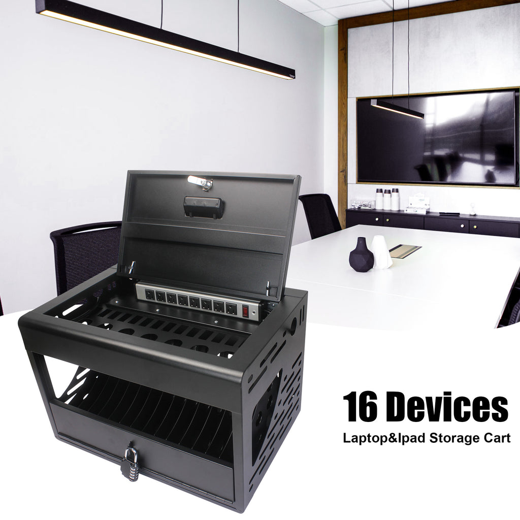 16 Bay Charging Cabinet for Laptop, Chromebook, Locking Charging Station-Black - Shop Quality Furniture at Grand Goldman