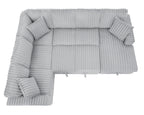122 Inch Pull Out Couch, Rabbit plush Fabric Sofa Bed with USB Ports & Comfy Upholstered, Oversized U Shape Sectional Sleeper Sofa Bed with Storage Chaise, Grey - Grand Goldman Shop