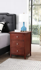 Transitional Cherry Nightstand for Bedrooms with Three Drawers and Durable Particle Board Construction - Grand Goldman Shop