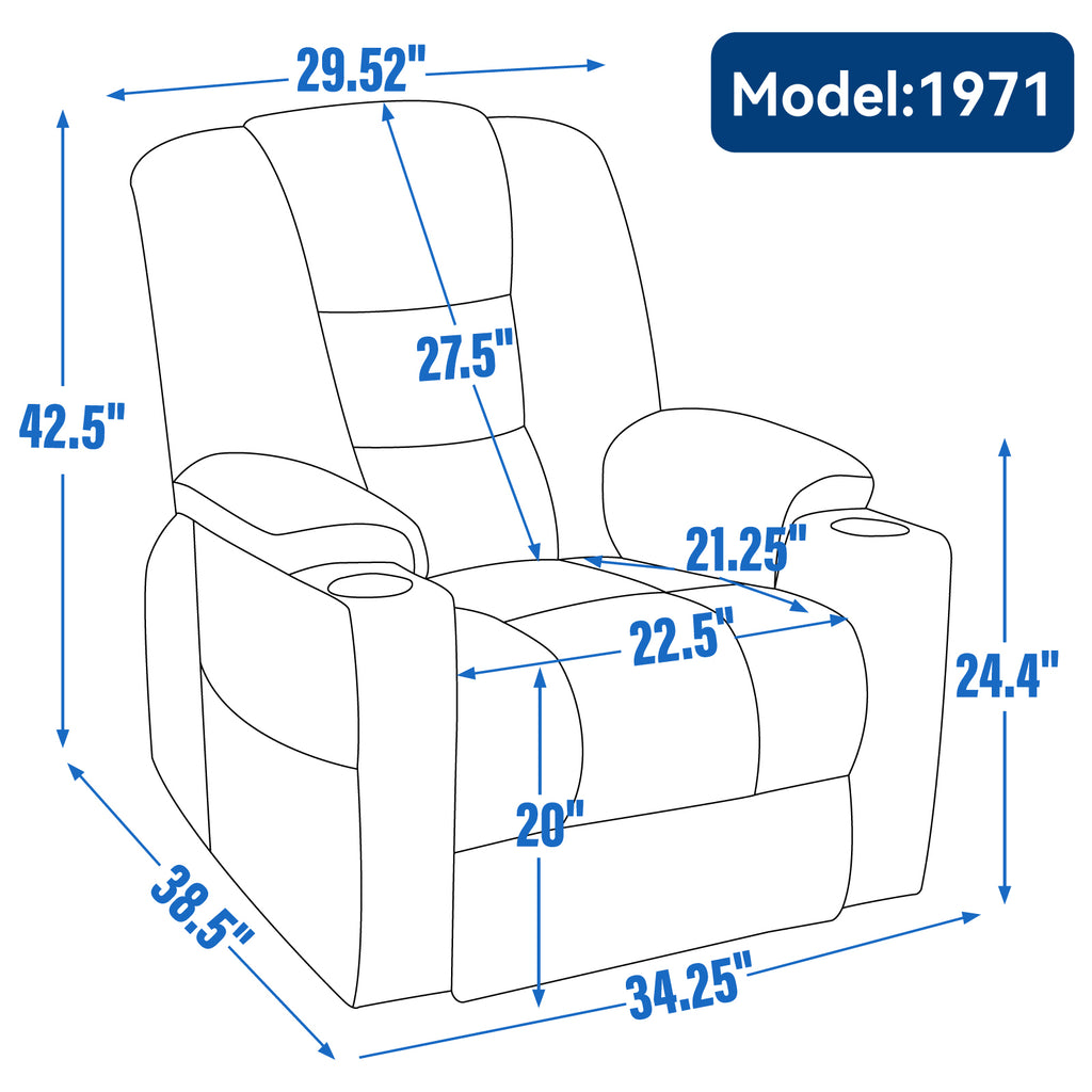 EMON'S Large Power Lift Recliner Chair with Massage and Heat for Elderly, Overstuffed Wide Recliners, Heavy Duty Motion Mechanism with USB and Type C Ports, 2 Steel Cup Holders, Gray - Grand Goldman Shop