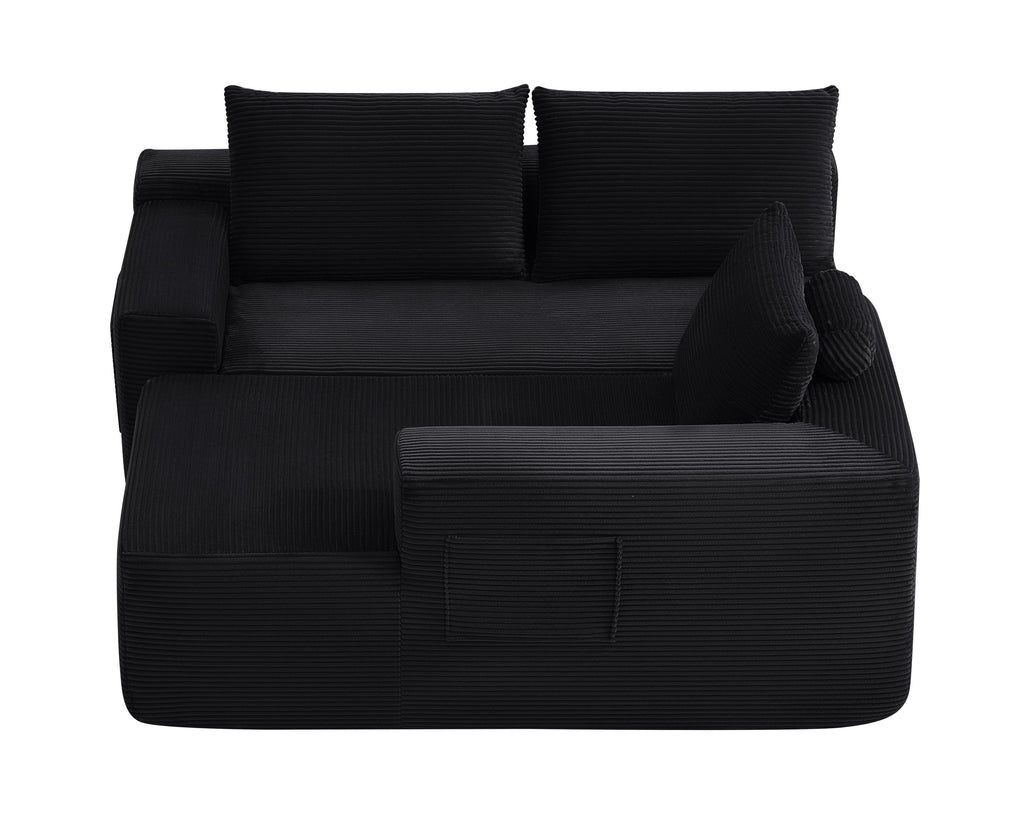 96.9' Cloud Sectional Couch with L-Shape Chaise,Modern Modular Sofa with Deep Seat, Upholstered Couches for Living Room Bedroom,No Assembly Required, (Corduroy Fabric),Black - Grand Goldman Shop