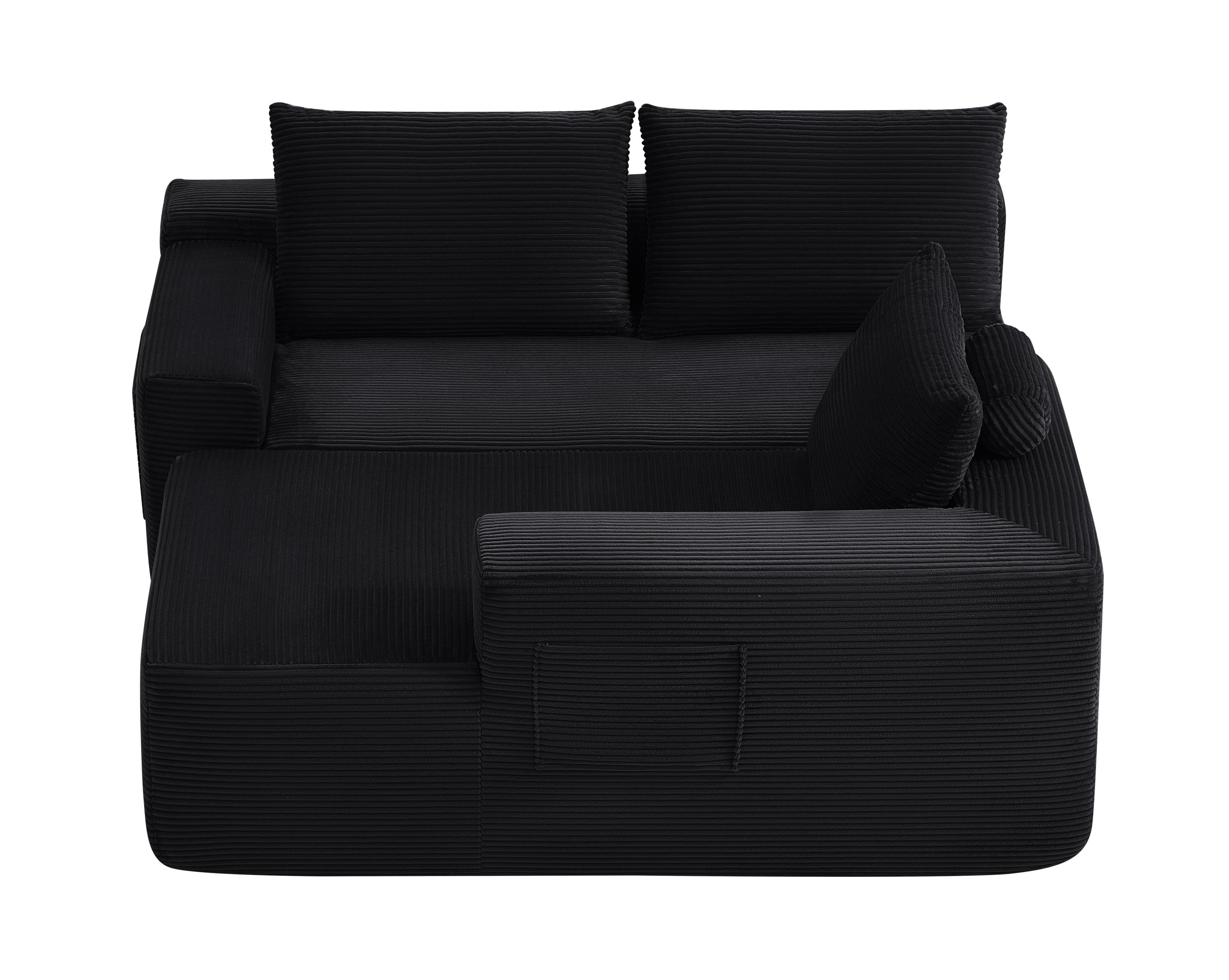96.9' Cloud Sectional Couch with L-Shape Chaise,Modern Modular Sofa with Deep Seat, Upholstered Couches for Living Room Bedroom,No Assembly Required, (Corduroy Fabric),Black - Grand Goldman Shop