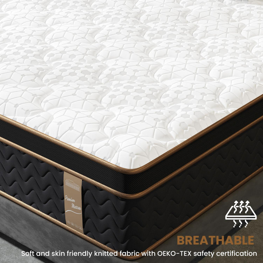 Full Mattress, 10 Inch Plush Hybrid Mattresses with Gel Memory Foam, Fiberglass-Free Mattress in a Box, Individual Pocket Spring-Motion Isolation-Edge Support, CertiPUR-US Certified - Grand Goldman Shop