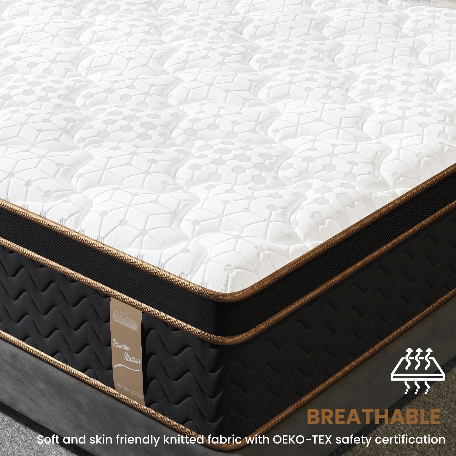 Twin Mattress, 10 Inch Plush Hybrid Mattresses with Gel Memory Foam, Fiberglass-Free Mattress in a Box, Individual Pocket Spring-Motion Isolation-Edge Support, CertiPUR-US Certified - Grand Goldman Shop