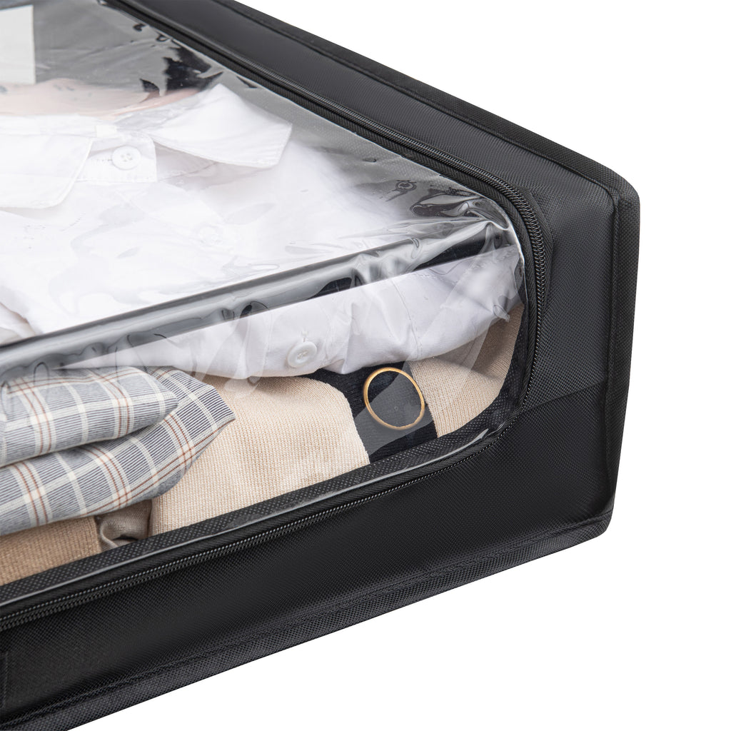 Set of 2 Under-Bed Rolling Storage Container with Transparent Cover, Versatile Space-Saving Design, and Smooth-Glide Multi-Directional Wheels – Ideal for Organizing Clothes, Shoes, and More - Grand Goldman Shop
