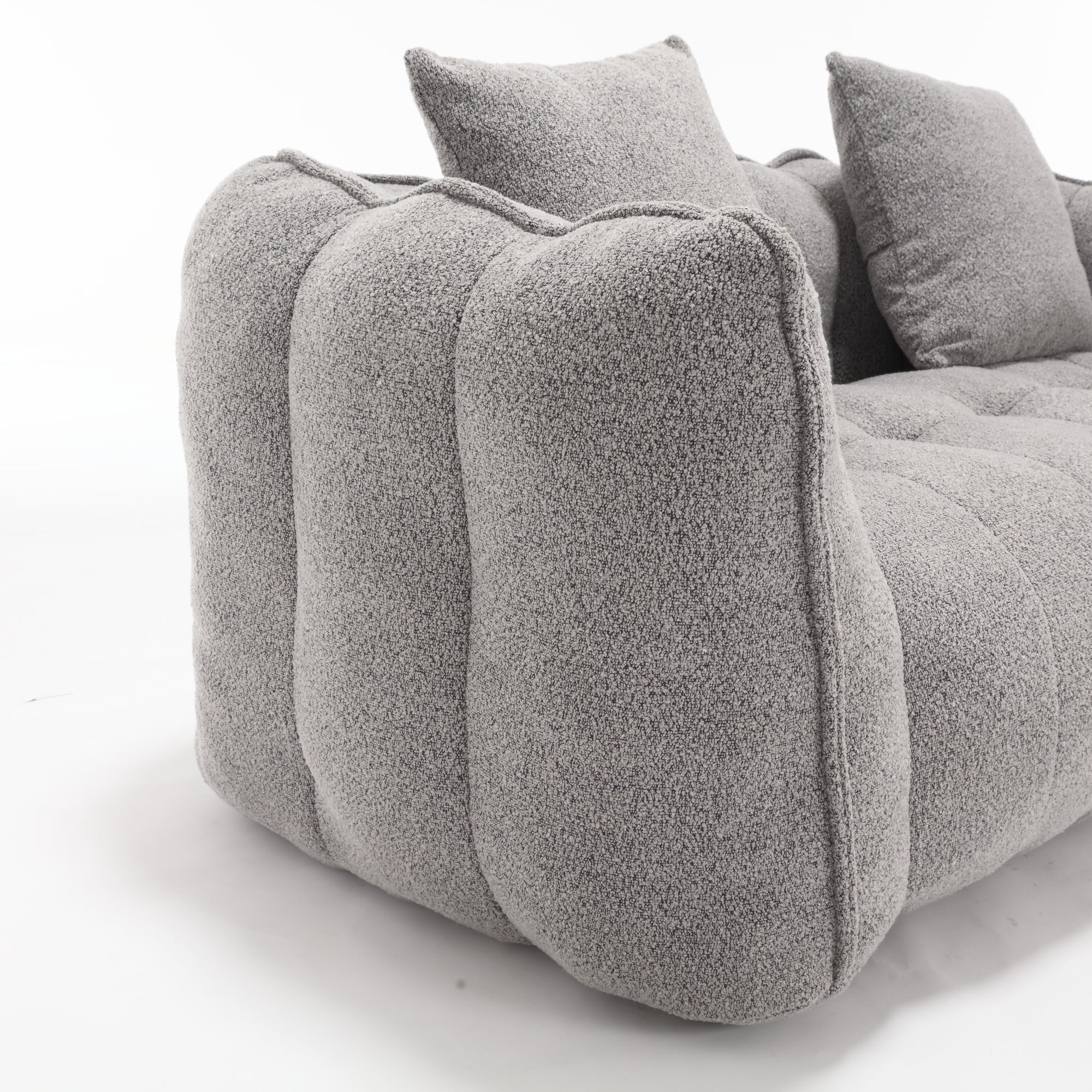 Cozy Beanbag Chair with High Resilience Foam Core for Two - Grey Chenille, 66x35x25 inches - Grand Goldman Shop