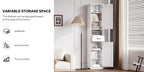 69' H Tall Bathroom Storage Cabinet with 2 Barn Doors and 1 Drawer, Narrow Storage Unit, Adjustable Shelves,Floor Cabinet for Bathroom, Living Room, Entryway,Kitchen,(White) - Grand Goldman Shop