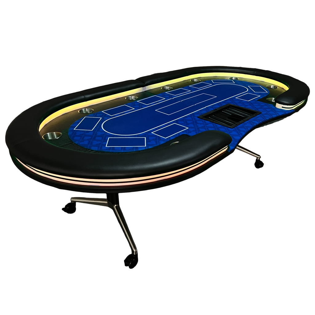 INO Design 94' Fodable Poker Table with Dealer Spot for 10 players, Blue | Premium Home Decor - Grand Goldman