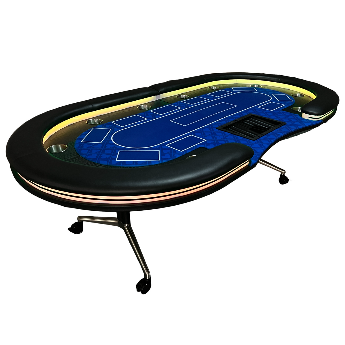 INO Design 94' Fodable Poker Table with Dealer Spot for 10 players, Blue | Premium Home Decor - Grand Goldman