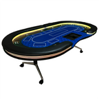 INO Design 94' Fodable Poker Table with Dealer Spot for 10 players, Blue | Premium Home Decor - Grand Goldman