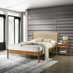 Vichy 2-Piece Rubberwood Bedroom Set, Platform Bed with Nightstand, Queen - Grand Goldman Shop