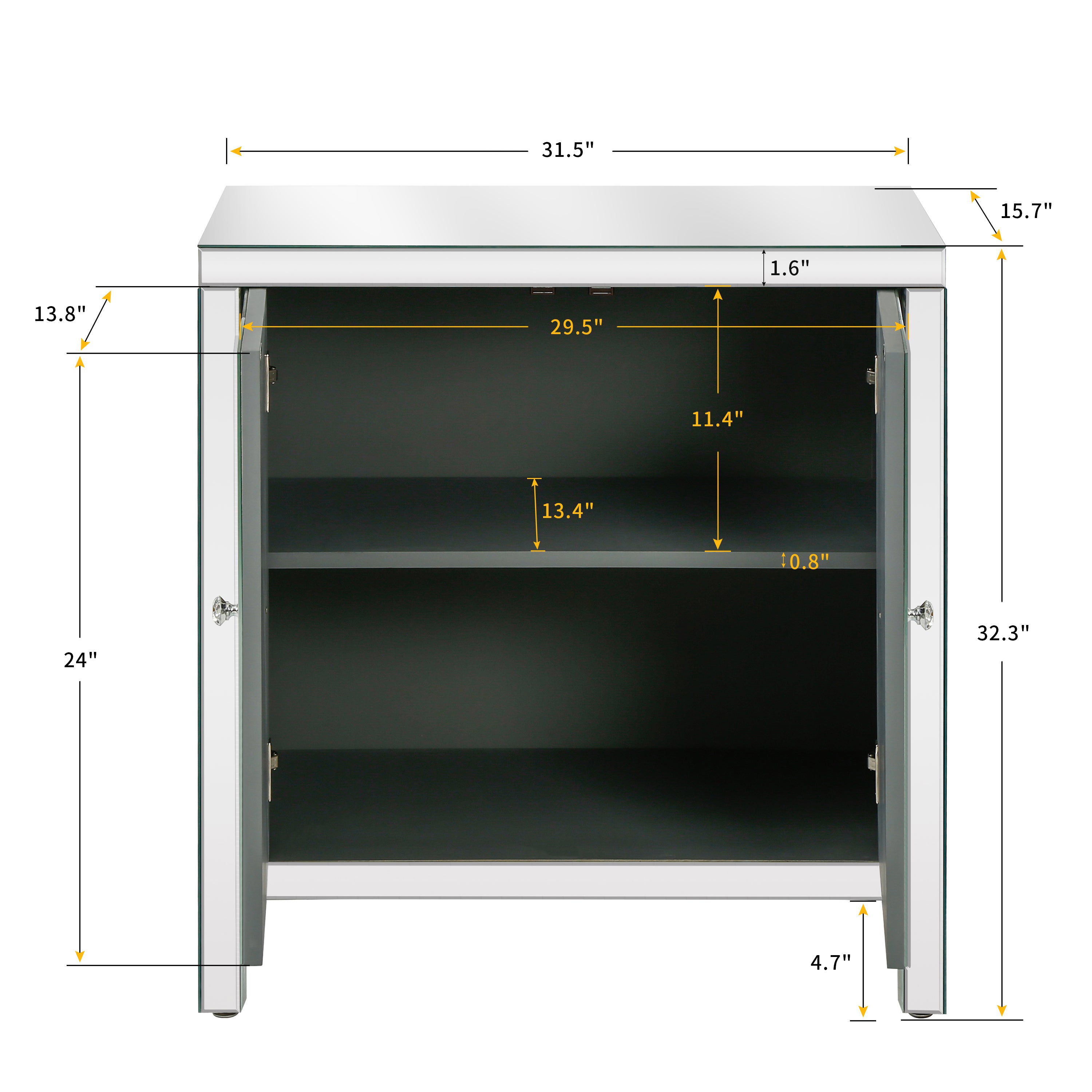 Storage Cabinet With Mirror Trim And Diamond Shape Design  Spliced Combination For Living Room, Dining Room, Entryway, Kitchen - Grand Goldman Shop