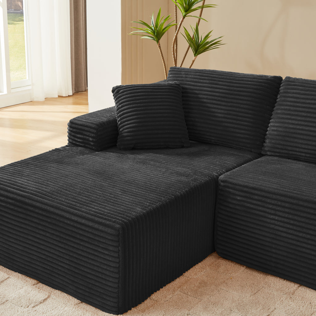 L-Shaped Cloud Sectional Sofa with Deep Seat,No Assembly Required,Modular Couches Sleeper for Living Room,Bedroom,Apartment,Black - Grand Goldman Shop