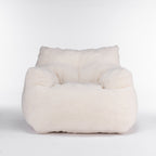 Ivory White Soft Teddy Fabric Tufted Foam Bean Bag Chair with Memory Sponge - Grand Goldman Shop