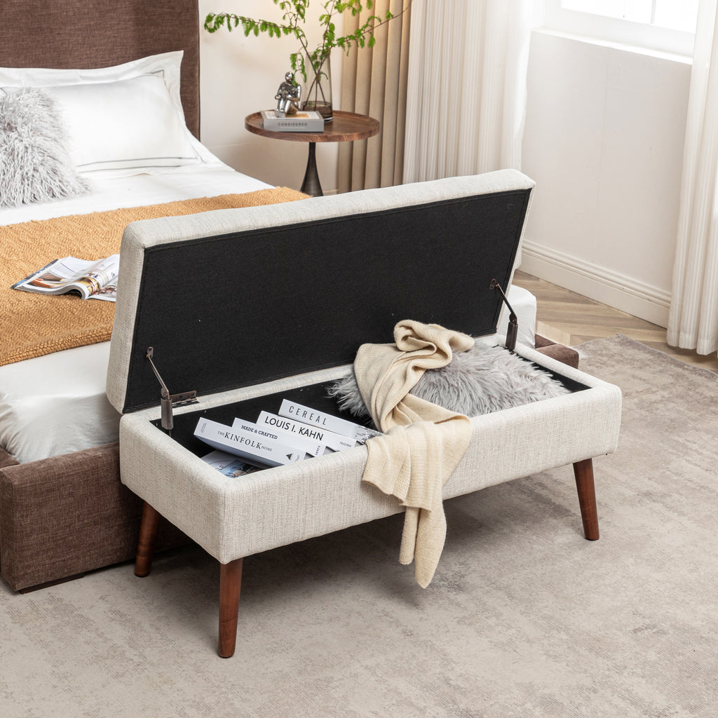 Storage Bench with Storage Bench for Bedroom End of Bed Bench Foot of Bed Bench Entryway Bench Storage Ottoman Bench 43.7' W x 18.1' D Off White Bench - Grand Goldman Shop