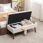 Storage Bench with Storage Bench for Bedroom End of Bed Bench Foot of Bed Bench Entryway Bench Storage Ottoman Bench 43.7' W x 18.1' D Off White Bench - Grand Goldman Shop