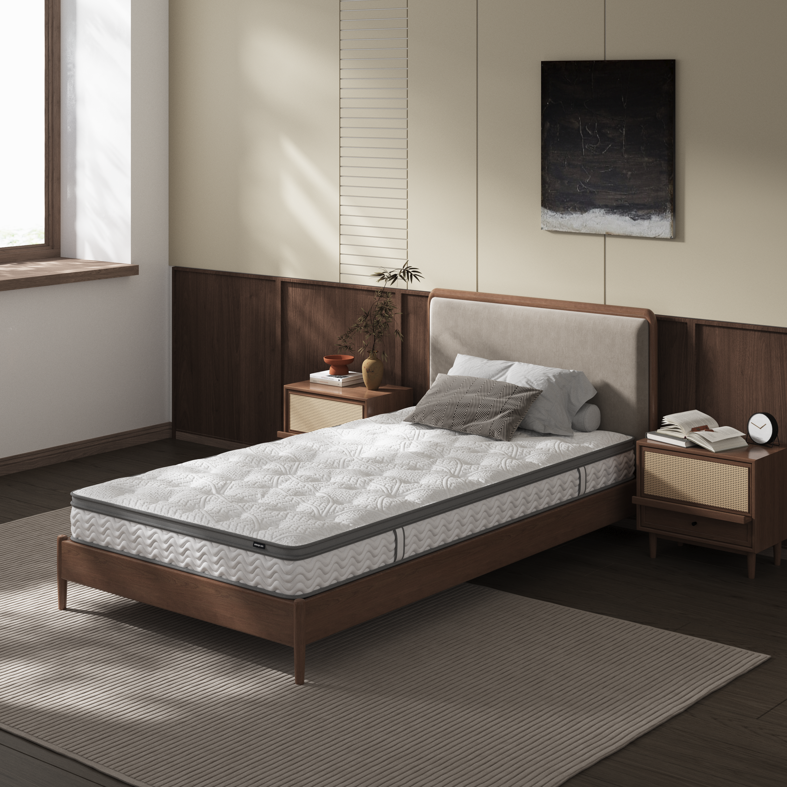 8 Inch Twin Mattress, Foam & Bonnell Springs Hybrid Mattresses, Fiberglass Free - No Odor - Grand Goldman Shop