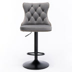 A&A Furniture,Swivel Velvet Barstools Adjusatble Seat Height from 25-33 Inch,17.7 inch base, Modern Upholstered Bar Stools with Backs Comfortable Tufted for Home Pub and Kitchen Island,Gray,Set of 2 - Grand Goldman Shop