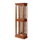 Lighted Curio Cabinet with Adjustable Shelves, Mirrored Back, and Tempered Glass Doors, 6-Tier Walnut Finish - Grand Goldman Shop