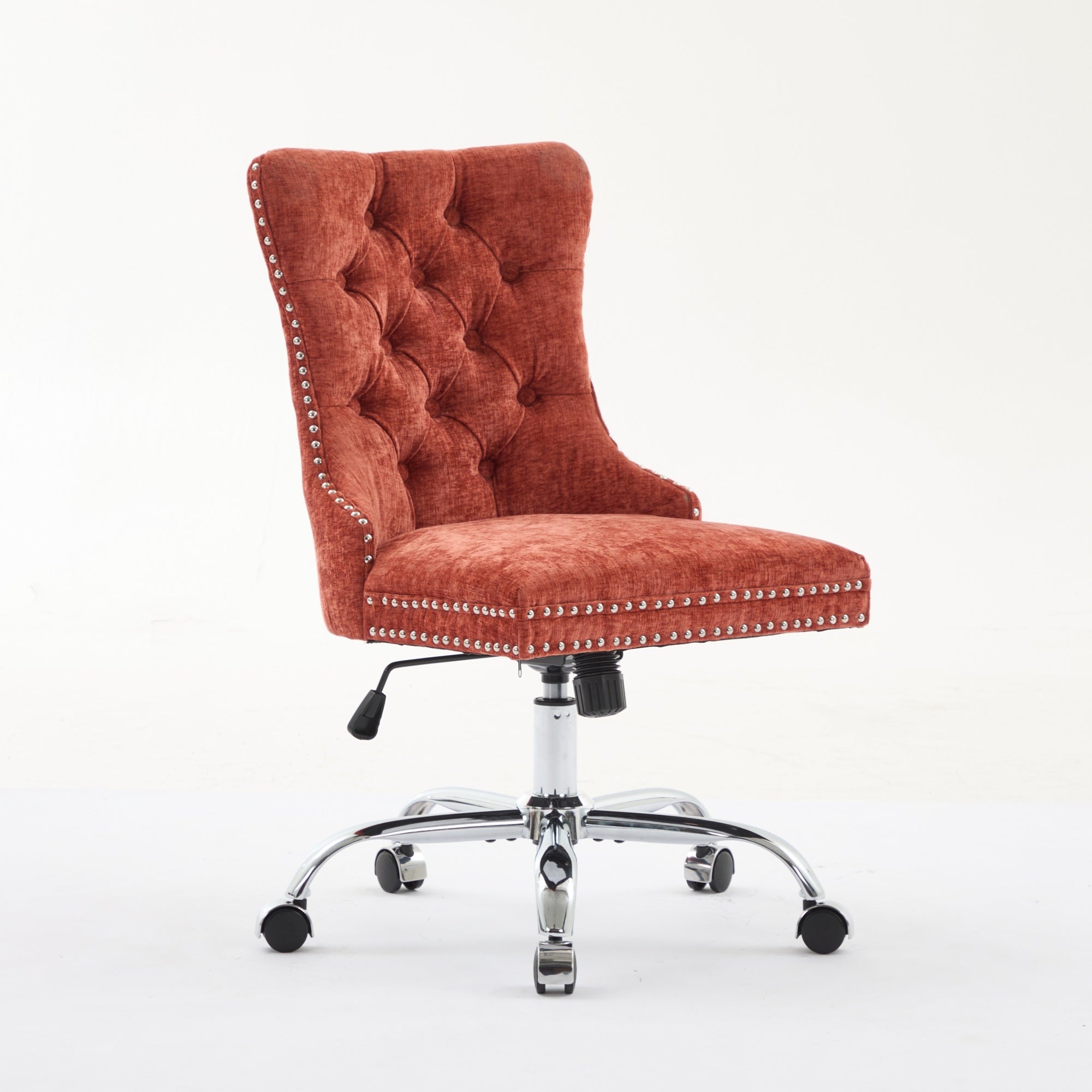 A&A Furniture Office Chair,Modern Chenille Upholstered Tufted Button Home Office Chair with Chrome Metal Base,Adjustable Desk