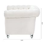 Modern Teddy Velvet 1 Seater Sofa for Living Room, White, Acrylic Legs, 38.98'W x 32.09'D x 28.35'H - Grand Goldman Shop