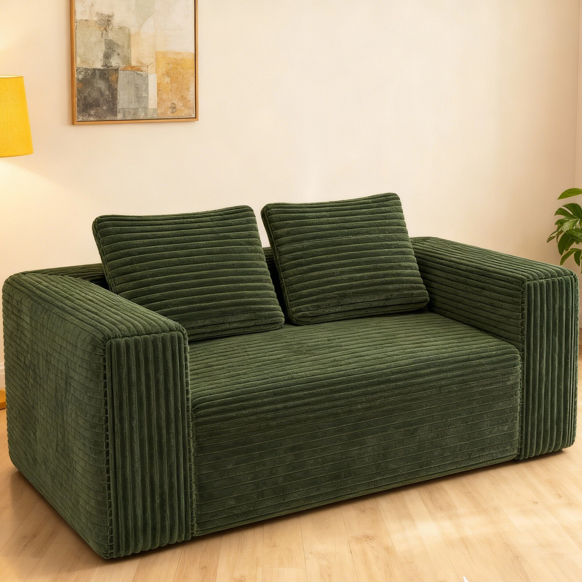 Sofa in a Box Memory Foam 2-Seater Corduroy Couch Memory Foam Couch No Installation & Easy to Transport,Floor Sofa Lounge for Living Room Bedroom Lounge Studio - Grand Goldman Shop