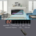 44 inch in wall recessed  electric fireplace with remote and multi color flame & emberbed, LED light heater - Grand Goldman Shop