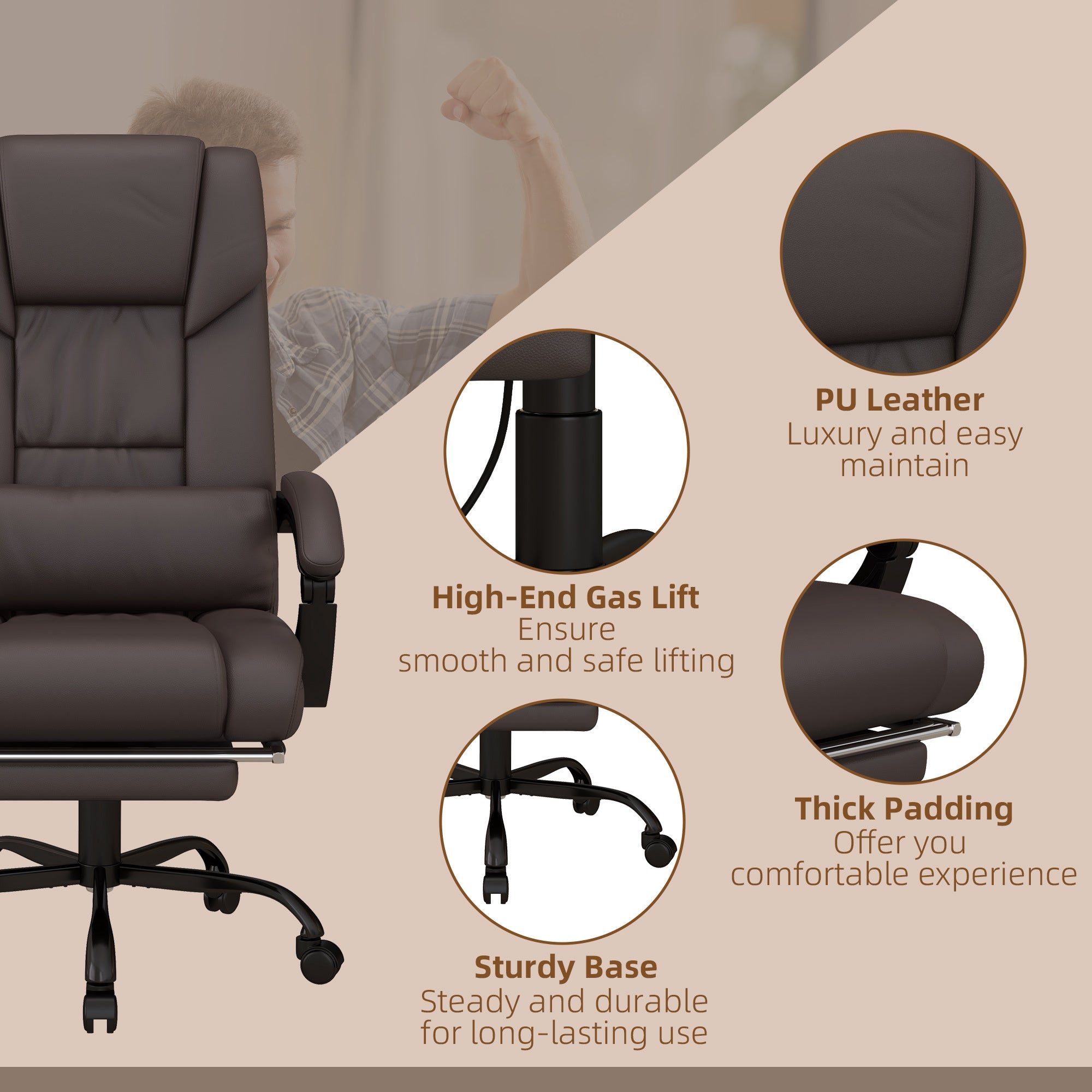High Back Vibration Massage Office Chair with 6 Points, Hight Adjustable Computer Desk Chair, Reclining Office Chair with Ret