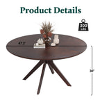 47.2' Solid Wood Round Dining Kitchen Table for 4-6 People with Intersecting Pedestal Base - Grand Goldman Shop