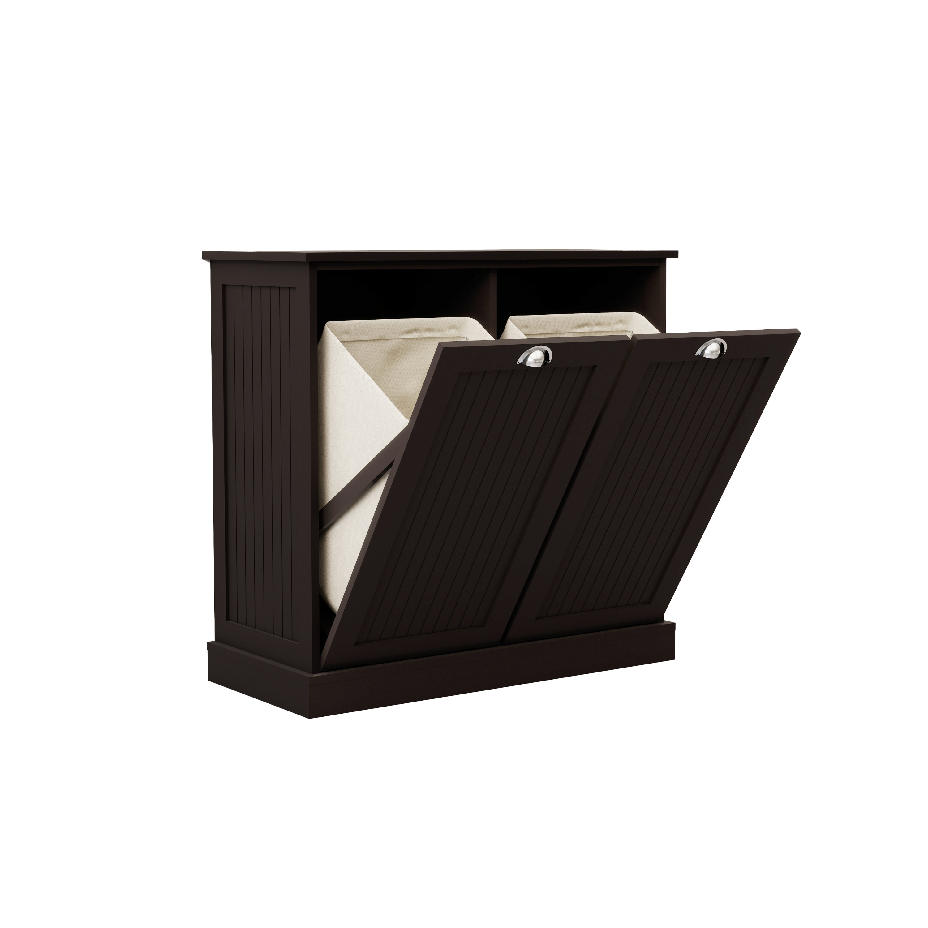 Two-Compartment Tilt-Out Laundry Sorter Cabinet-Black - Grand Goldman Shop