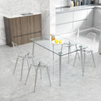 Modern simple transparent dining chair plastic chair armless crystal chair Nordic creative makeup stool negotiation chair Set of 4 and plating metal legW115164140,TW-1200 - Grand Goldman Shop