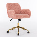 A&A Furniture Office Chair,Artificial rabbit hair Home Office Chair with Golden Metal Base,Adjustable Desk Chair Swivel Offic