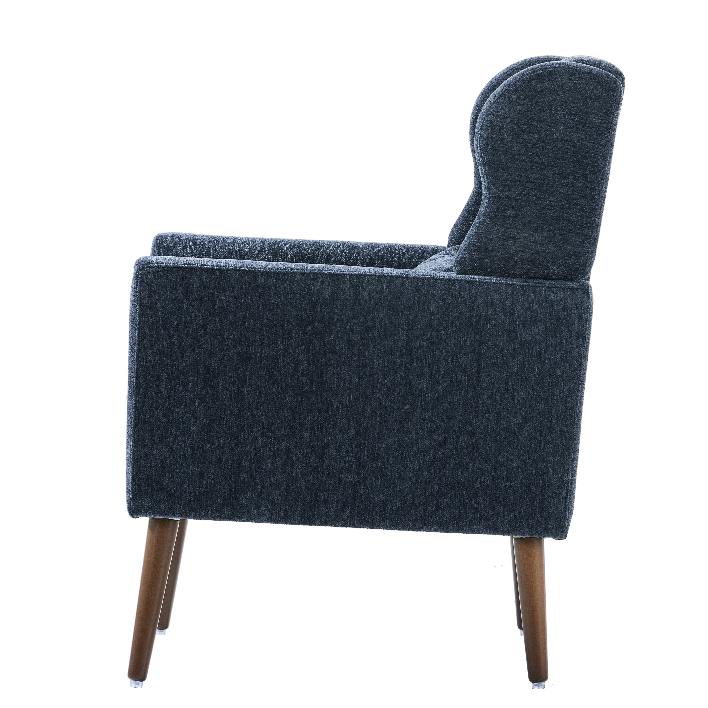 Modern Accent Chair,Chenille Arm Chairs for Living Room,Upholstered Mordern Armchair,Comfy Soft Padded Lounge Chair in Small Space, Bedroom, w/Pillow, Solid Wood Leg (Dark Blue) - Grand Goldman Shop