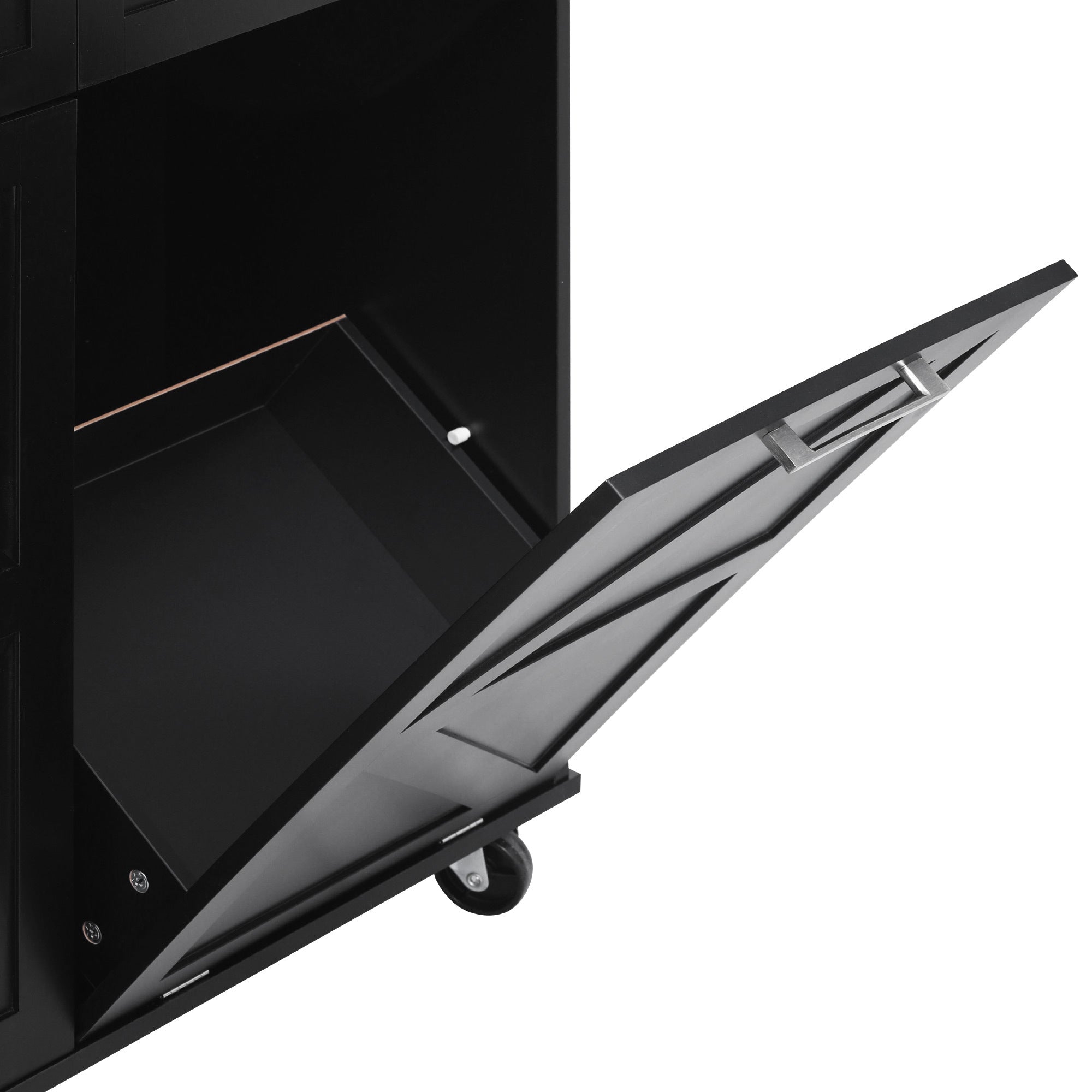 K&K 47.2' Farmhouse Kitchen Island with Drop Leaf, Kitchen Storage Island with Removable Side Racks, Two Drawers, Rolling Kitchen Cart on Wheels with Towel Rack, for Home, Kitchen, Dining Room, Black - Grand Goldman Shop