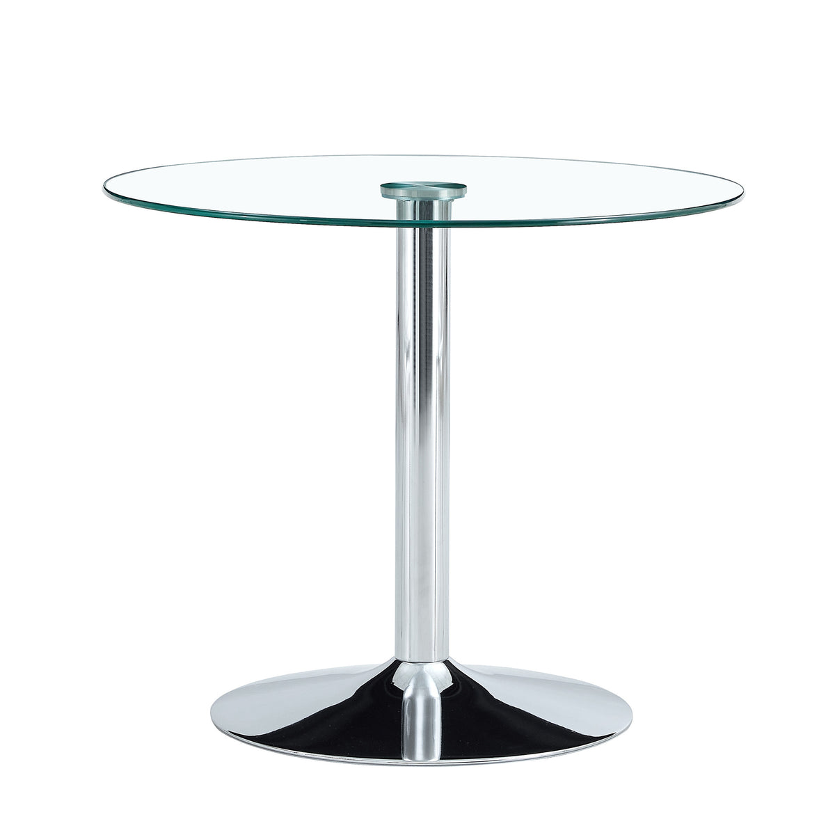 Modern Minimalist Circular Glass Dining Table with Electroplated Silver Metal Legs, 35-Inch Diameter - Grand Goldman Shop