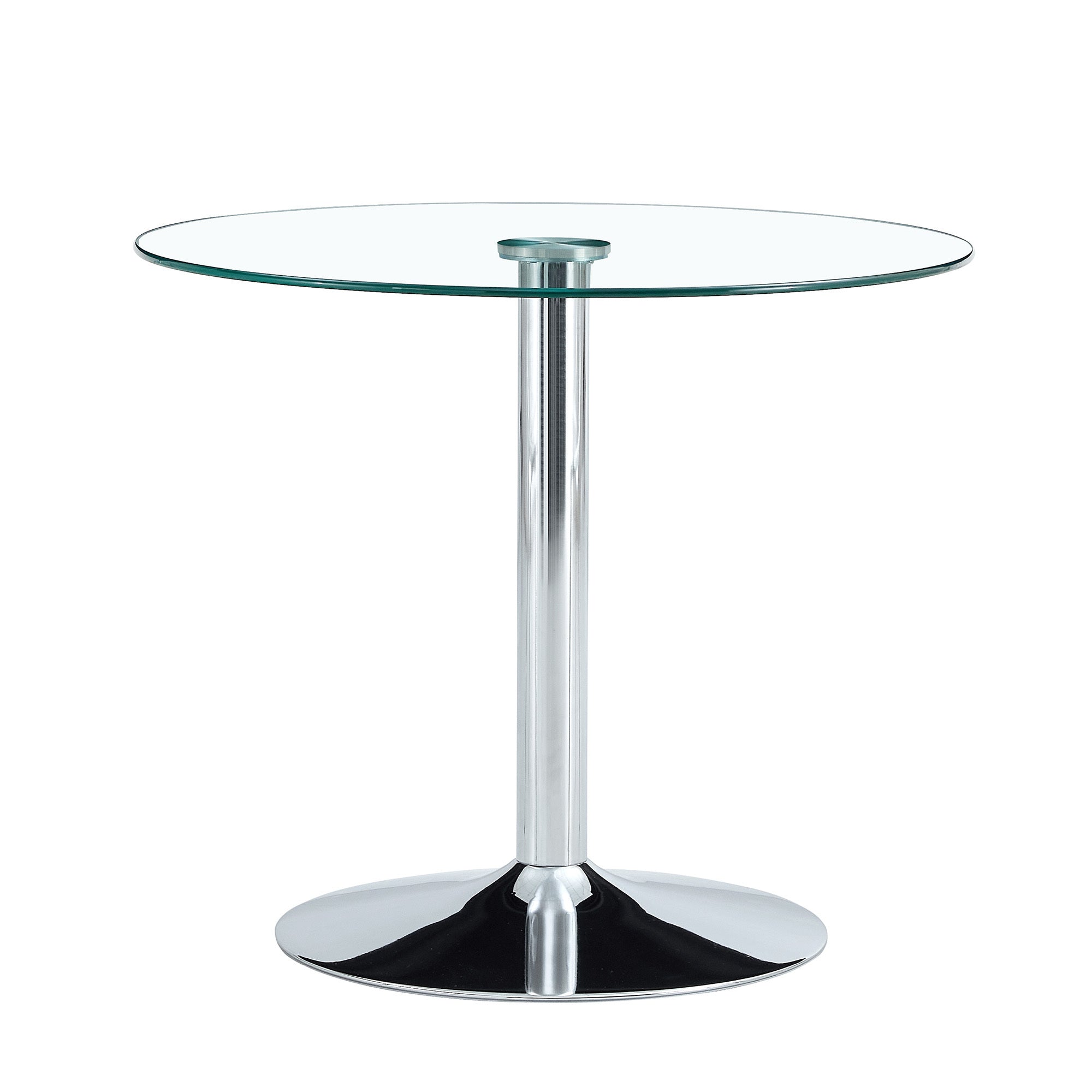 Modern Minimalist Circular Glass Dining Table with Electroplated Silver Metal Legs, 35-Inch Diameter - Grand Goldman Shop