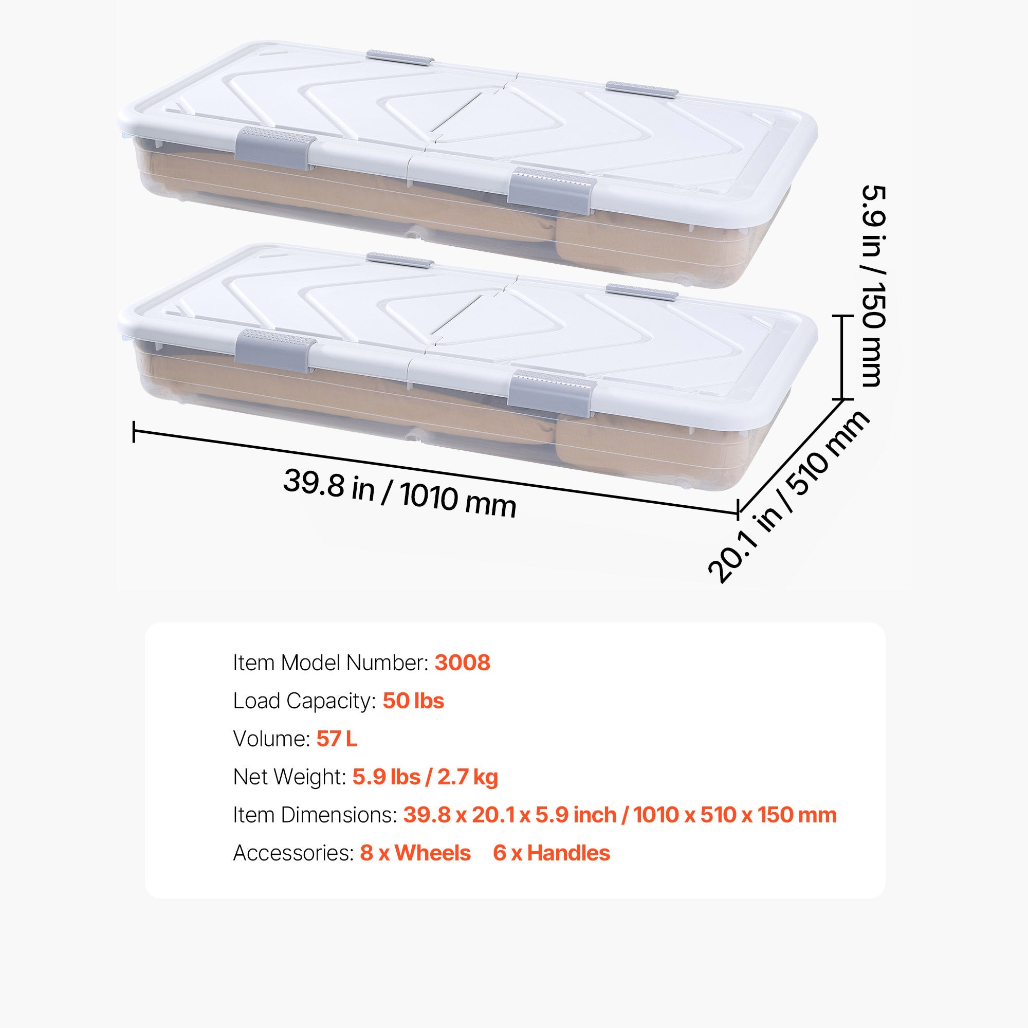 Under Bed Storage with Wheels 39.8x20.1x5.9 Inch Rolling Storage Bags 2 Pack - Grand Goldman Shop