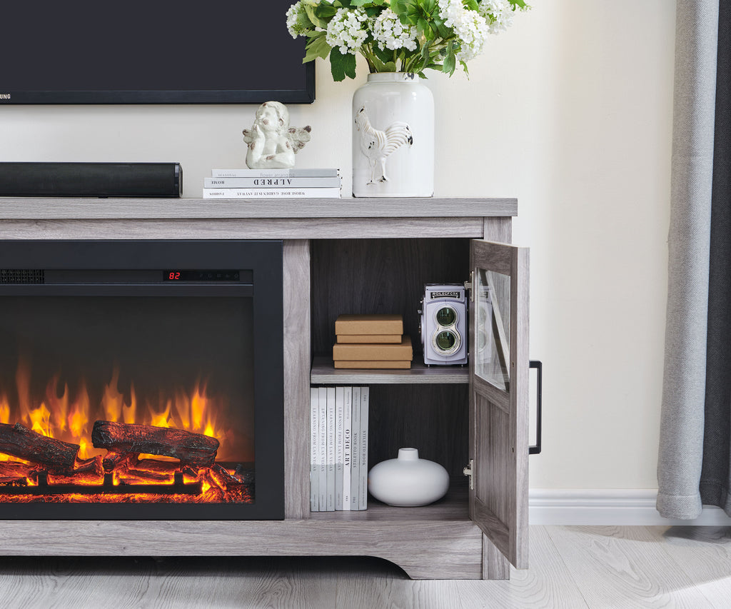 75' Fireplace TV Stand for TVs up to 80',with 44' Electric Fireplace - Grand Goldman Shop