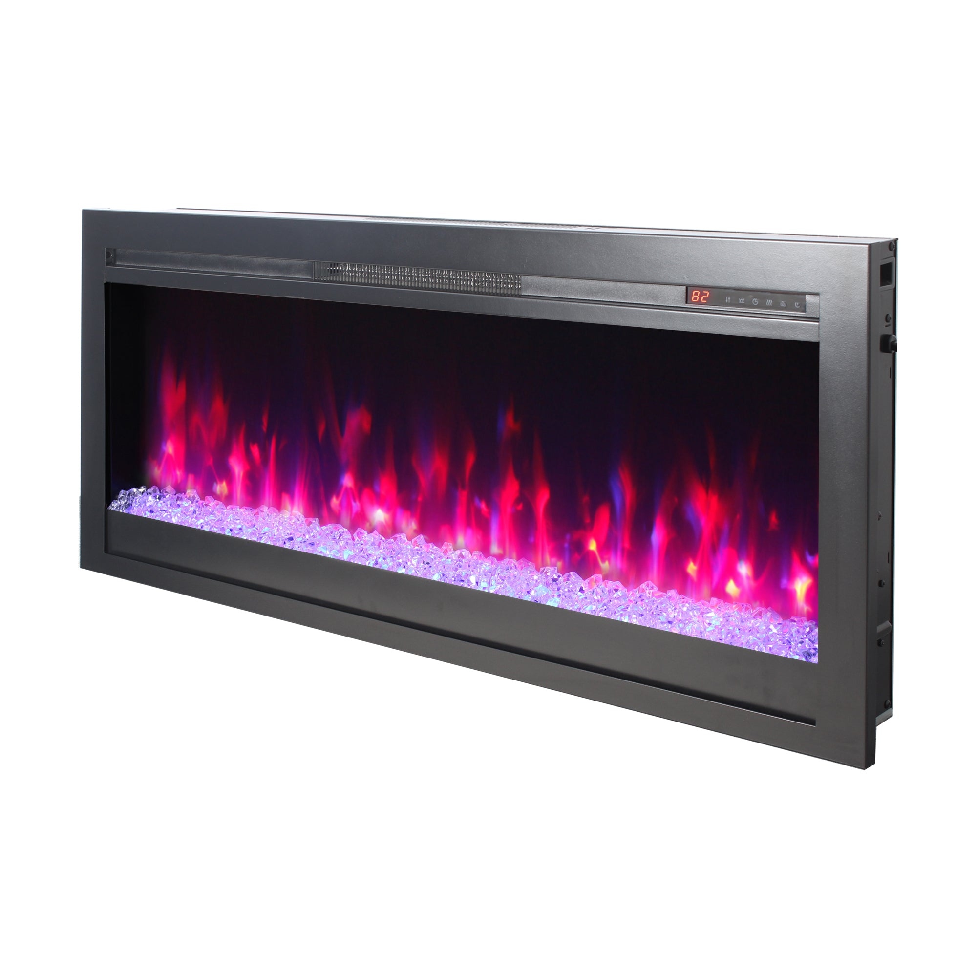 44 inch in wall recessed  electric fireplace with remote and multi color flame & emberbed, LED light heater - Grand Goldman Shop
