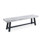 Tranquilizer Outdoor Acacia Wood Bench with Slat Panel Design, Sandblasted Light Gray + Black - Grand Goldman Shop