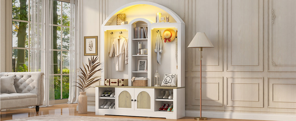 Multi-functional wardrobe/entrance wardrobe, equipped with shoe racks, clothes hangers and hooks. Wardrobe - A wardrobe is made of sturdy medium-density fiberboard with modern design and practical sto - Grand Goldman Shop